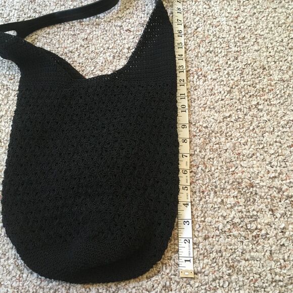 Jackson Crochet Purse Bag Black Strap Snap Closure Boho Minimal Beach Boho - Picture 14 of 14